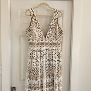 Boohoo V Neck Midi Lace Dress